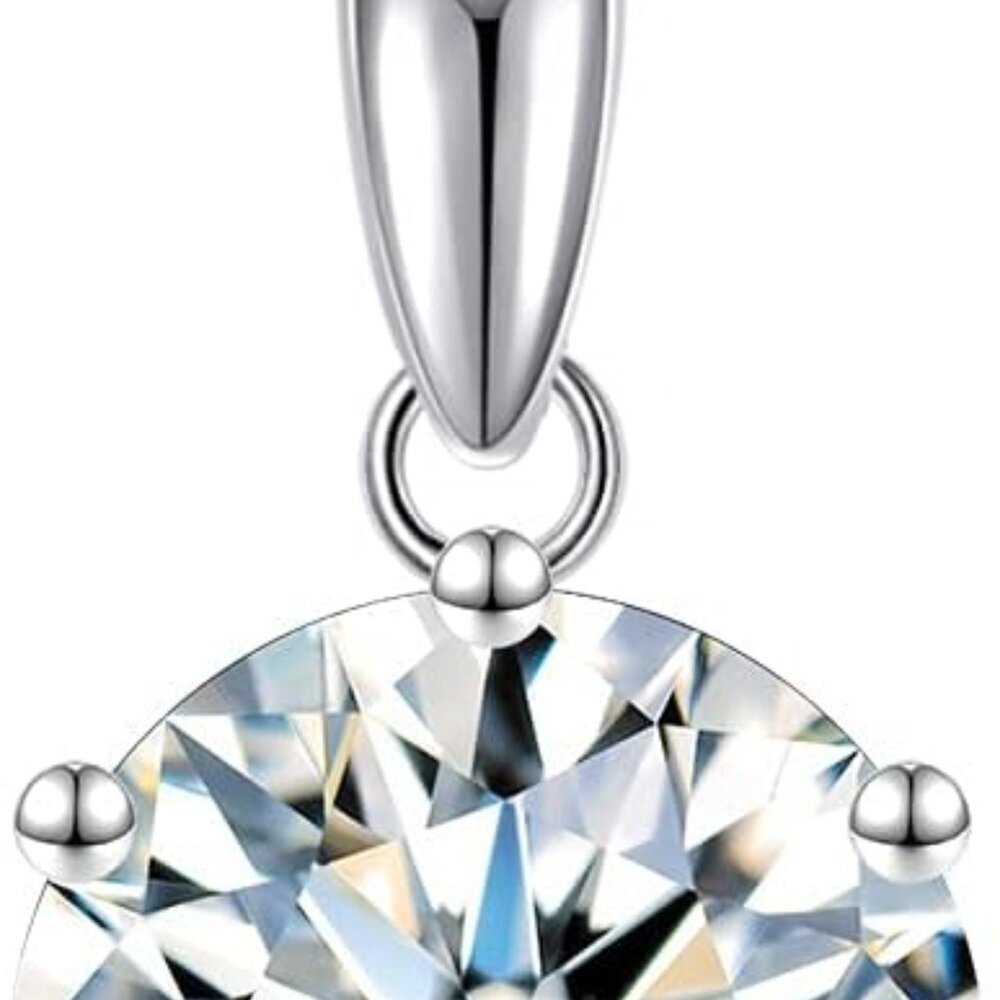 Elegant 1ct Moissanite Pendant Necklace In 925 Sterling Silver With Authenticity